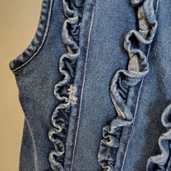 Vtg Girls Drop Waist Pleated USA Ruffle 80s 90s Cottagecore Farmhouse Country 10 - Picture 8 of 9